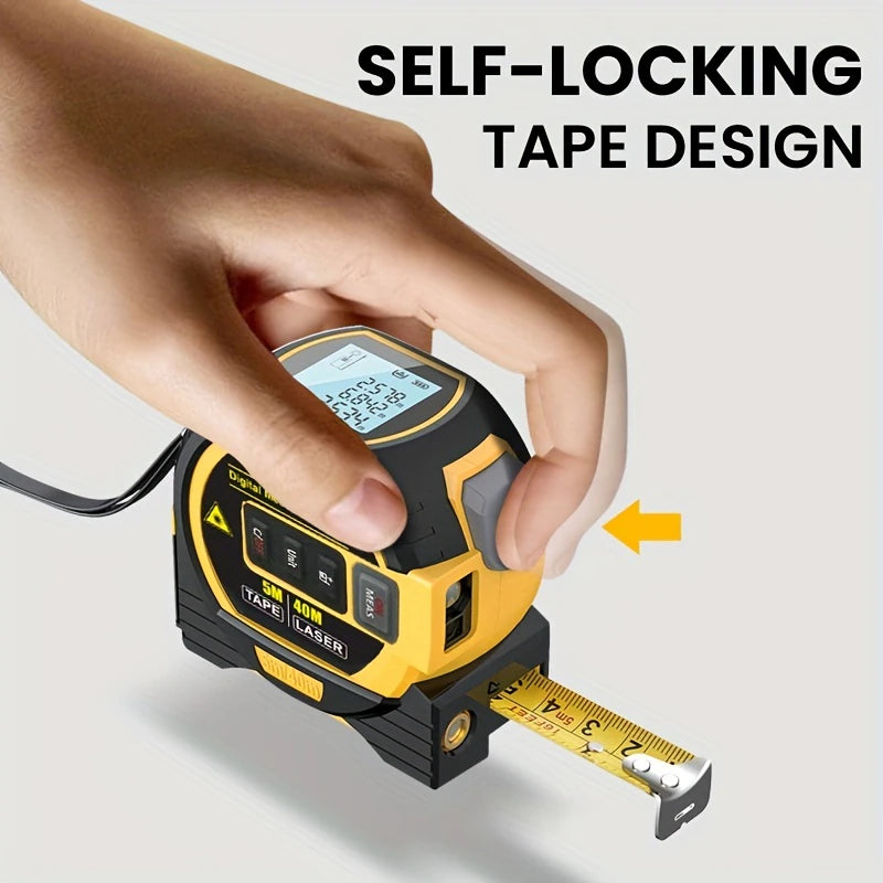 1Pc Laser Tape Measure 3 in 1 Digital Tape Measure High Precision Laser Rangefinder Steel Tape Measure