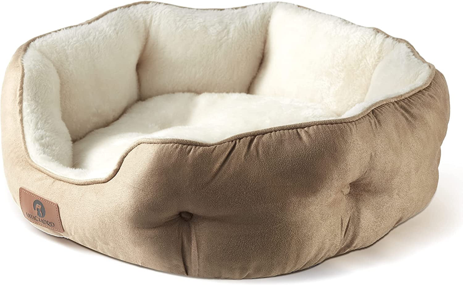 Small Dog Bed for Small Dogs, Cat Beds for Indoor Cats, Pet Bed for Puppy and Kitty, Extra Soft & Machine Washable with Anti-Slip & Water-Resistant Oxford Bottom, Brown, 20 Inches