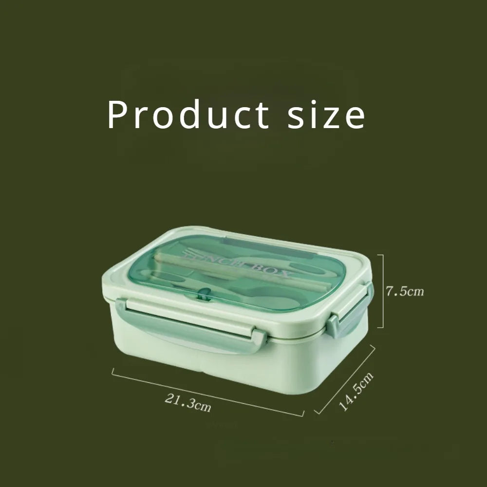 Lunch Box with Tableware for Office Workers Square Divided Microwave Oven Bento Box Leakproof Food Container for Picnic Camping