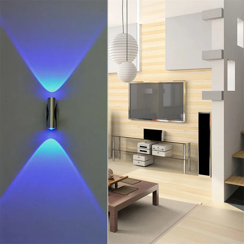 Double-Headed LED Wall Lamp Home Sconce Bar Bedroom Porch KTV Wall Decor Ceiling Light Blue Home Decoracion Wall Light #YY