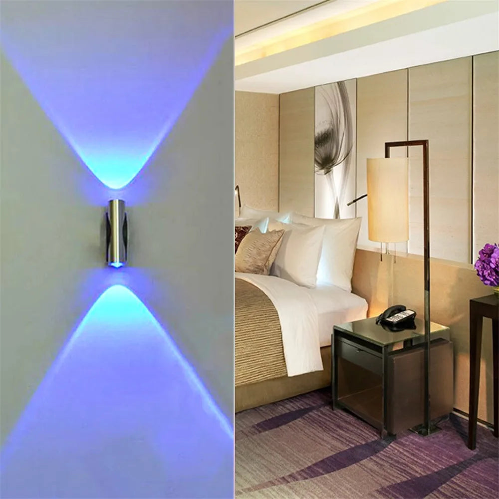 Double-Headed LED Wall Lamp Home Sconce Bar Bedroom Porch KTV Wall Decor Ceiling Light Blue Home Decoracion Wall Light #YY