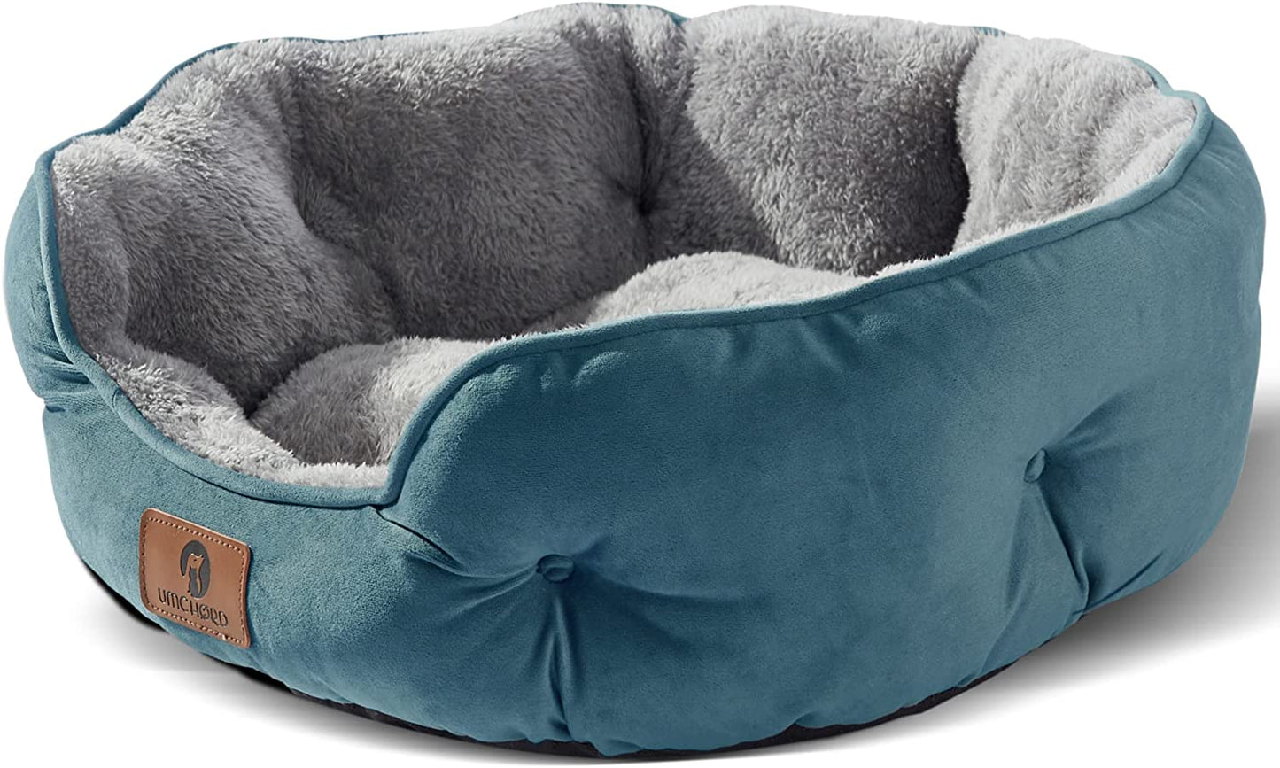 Small Dog Bed for Small Dogs, Cat Beds for Indoor Cats, Pet Bed for Puppy and Kitty, Extra Soft & Machine Washable with Anti-Slip & Water-Resistant Oxford Bottom, Brown, 20 Inches