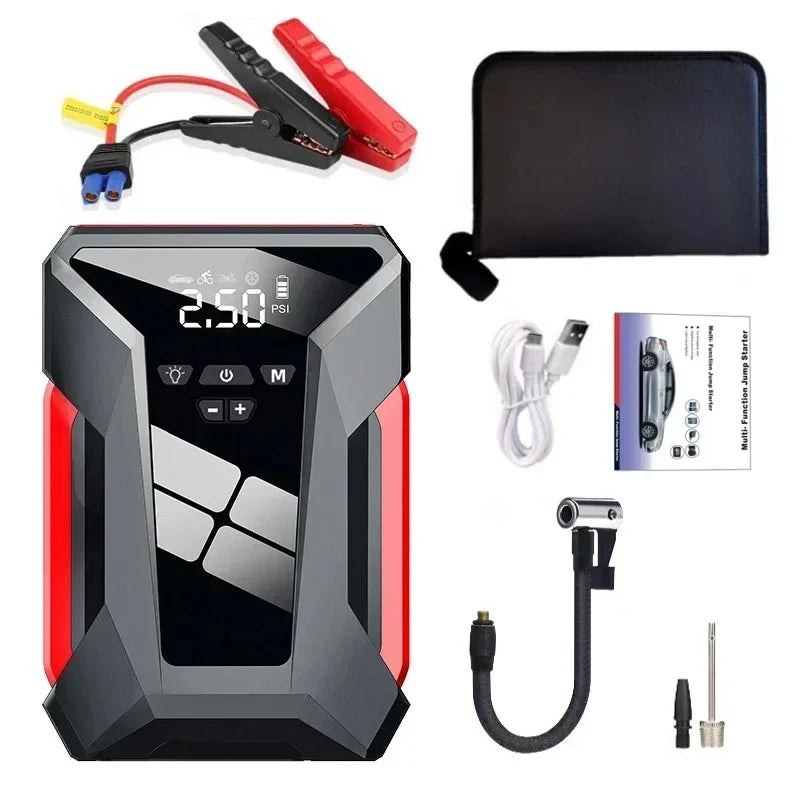 4 in 1 Car Jump Start Air Compressor 28000Mah Power Bank Portable Battery Booster Digital Tire Inflator Fast Charging