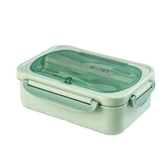 Lunch Box with Tableware for Office Workers Square Divided Microwave Oven Bento Box Leakproof Food Container for Picnic Camping